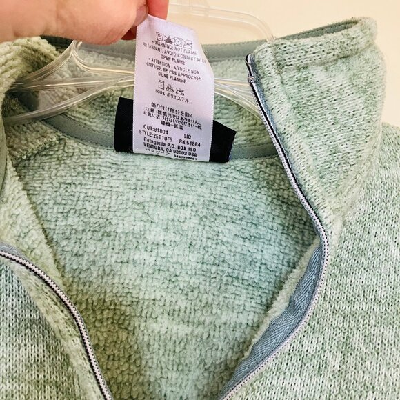 Patagonia Women's Synchilla 1/4 Zip Fleece Fitted Pullover Sweater Green Heather - Picture 4 of 5